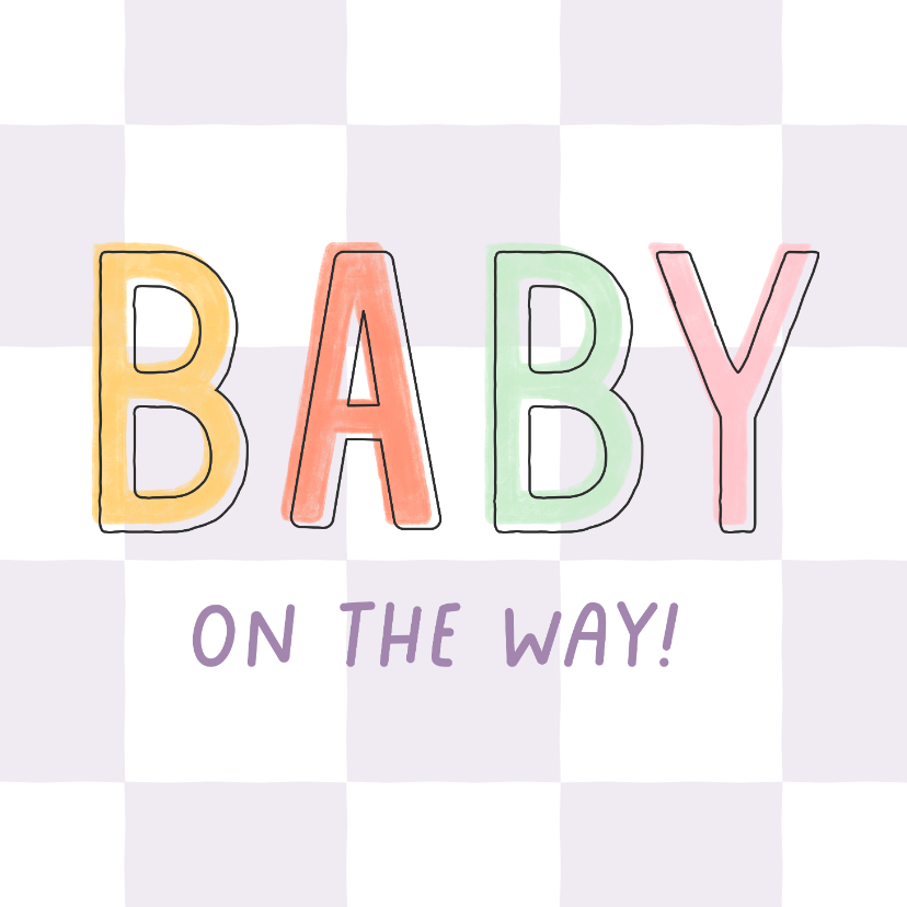Glückwunschkarten - Glückwunschkarte 'Baby on the way' Schwangerschaft Karos