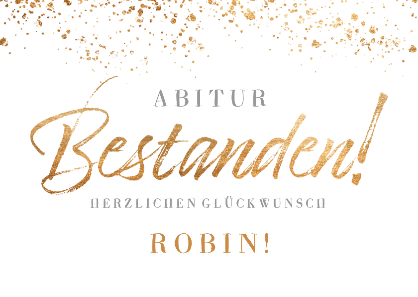 Glückwunschkarten - Glückwunschkarte 'Bestanden' Goldlook