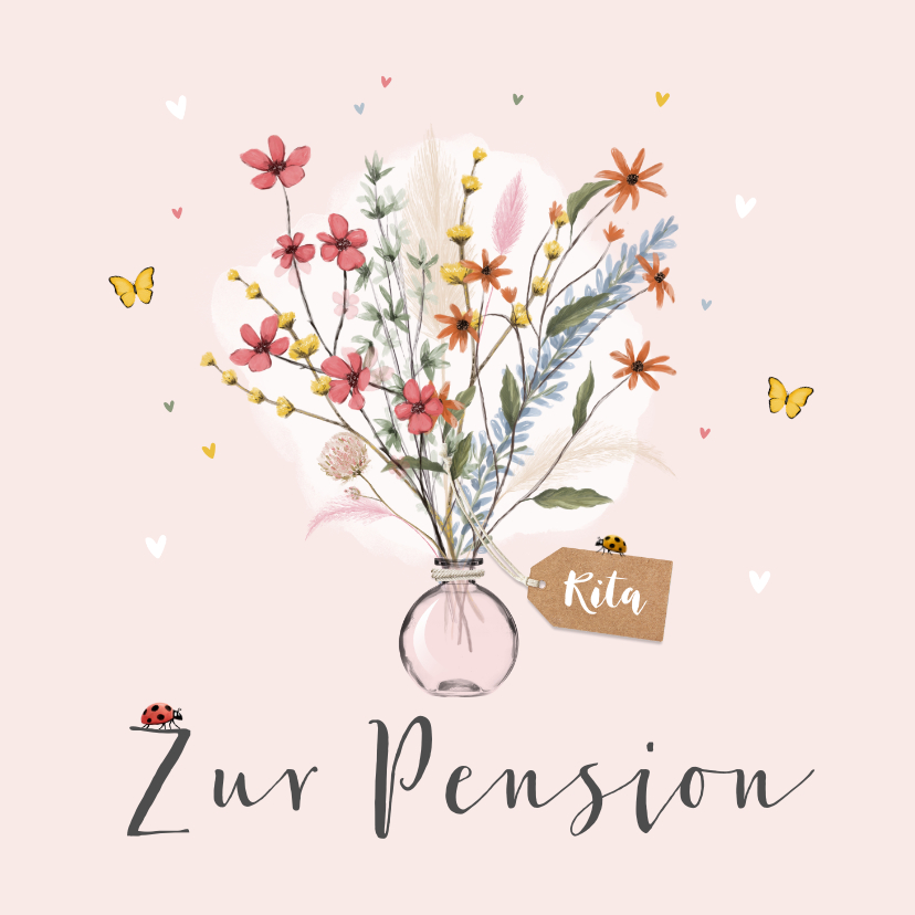 Glückwunschkarten - Glückwunschkarte Blumenstrauß zur Pension