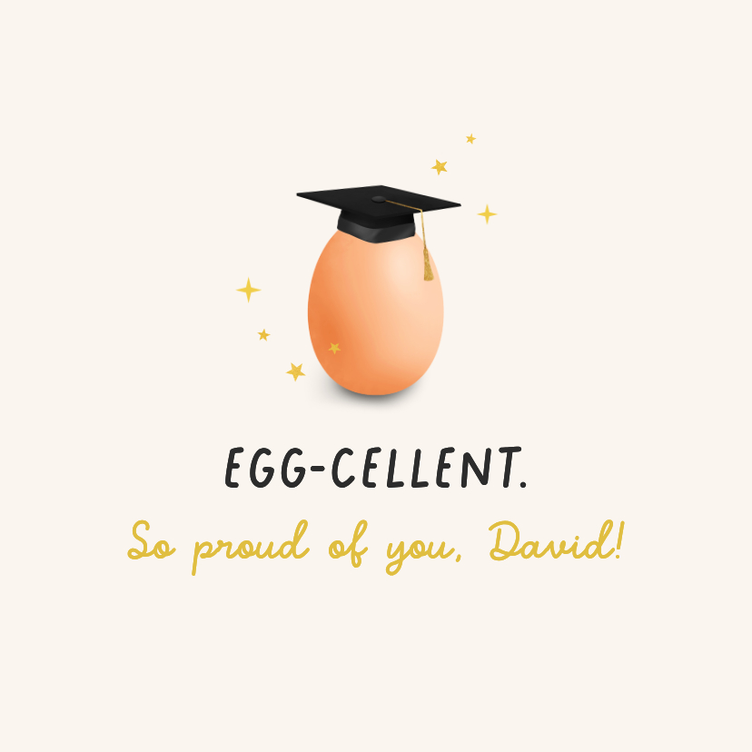 Glückwunschkarten - Glückwunschkarte 'Egg-cellent' Ei mit Doktorhut