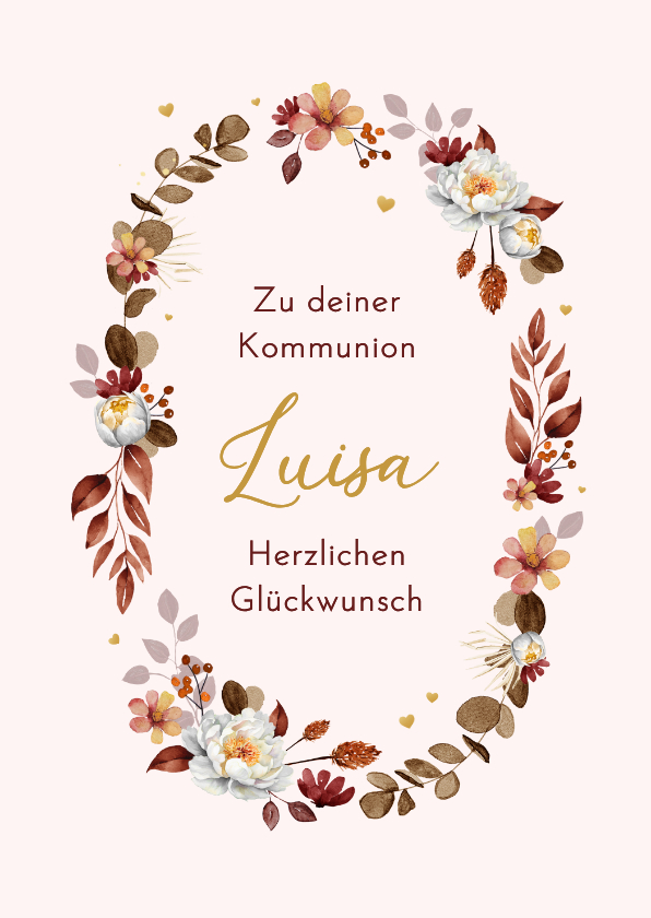 Glückwunschkarten - Glückwunschkarte Erstkommunion Blumenkranz