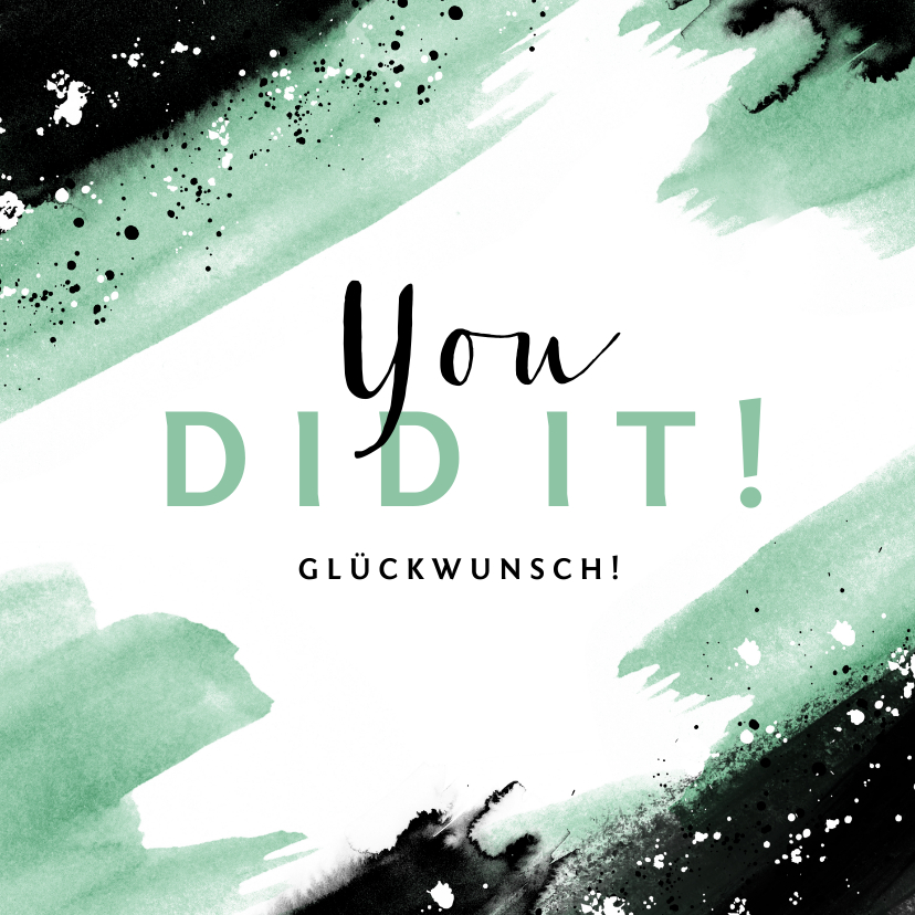 Glückwunschkarten - Glückwunschkarte Farbstreifen 'You did it'