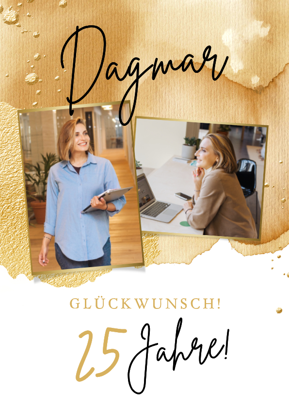 Glückwunschkarten - Glückwunschkarte Firmenjubiläum Fotos auf Gold