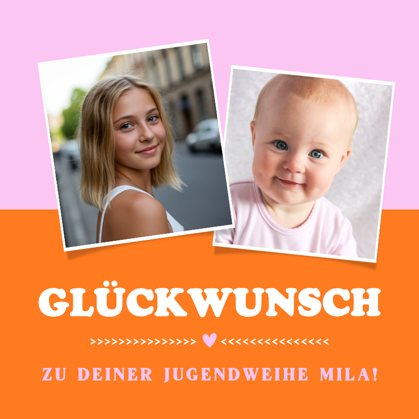 Glückwunschkarten - Glückwunschkarte Fotocollage Jugendweihe Color Blocking