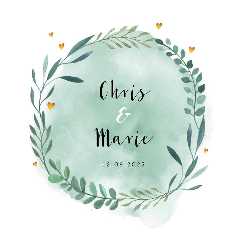 Glückwunschkarten - Glückwunschkarte für ein Hochzeitspaar Kranz in Grün