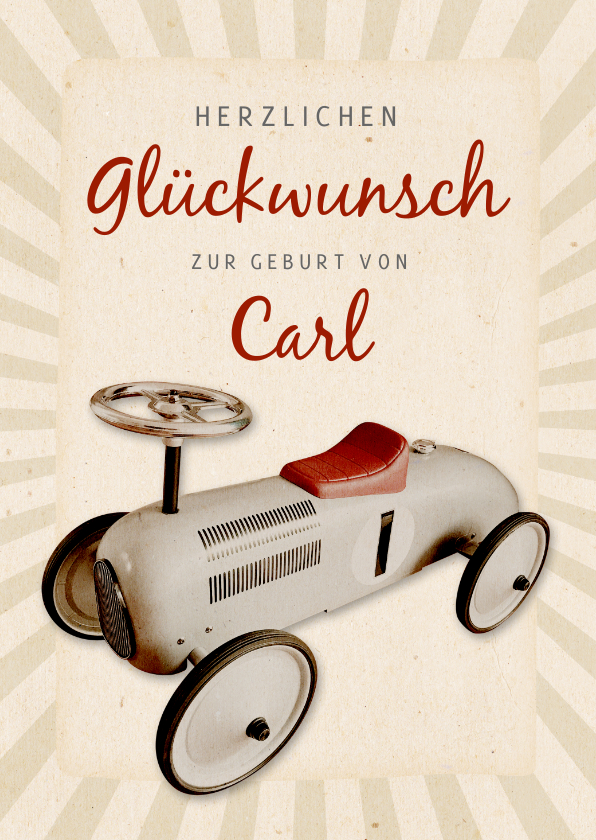 Glückwunschkarten - Glückwunschkarte Geburt Vintage-Auto