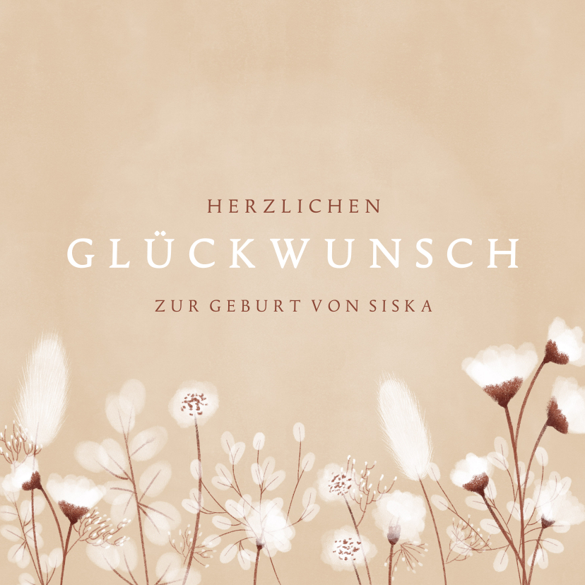 Glückwunschkarten - Glückwunschkarte Geburt weiße Blumen