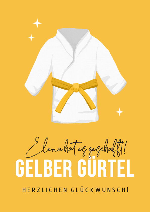 Glückwunschkarte Gelber Gürtel Judo Sportliche Leistung - Glückwunschkarten Glückwunschkarten - Glückwunschkarte Gelber Gürtel Judo Sportliche Leistung
