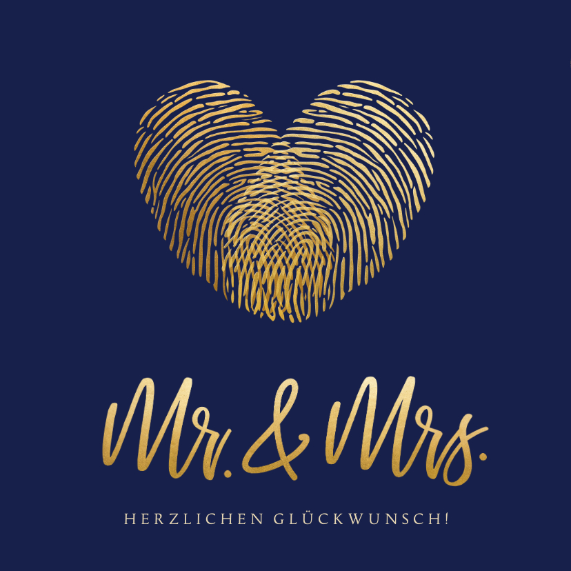 Glückwunschkarten - Glückwunschkarte Hochzeit Mr. & Mrs. Fingerabdruck