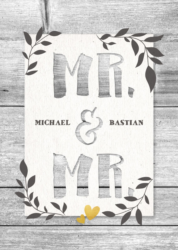 Glückwunschkarten - Glückwunschkarte Hochzeit Mr. & Mr. Holzlook