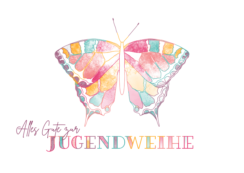 Glückwunschkarten - Glückwunschkarte Jugendweihe bunter Schmetterling