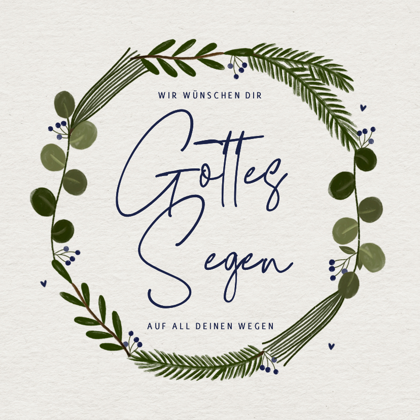 Glückwunschkarten - Glückwunschkarte Kommunion Gottes Segen Kranz