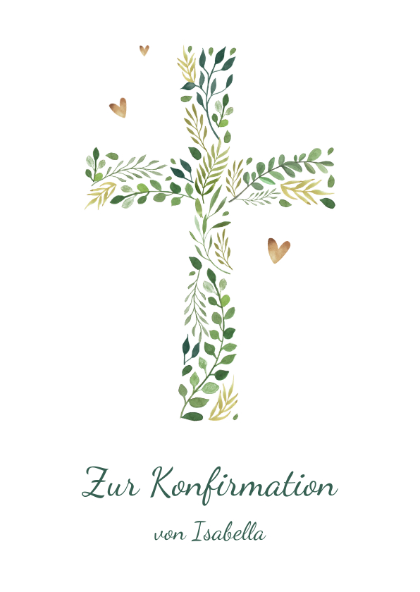 Glückwunschkarten - Glückwunschkarte Konfirmation Kreuz botanisch