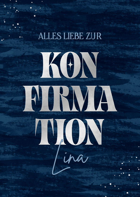 Glückwunschkarten - Glückwunschkarte Konfirmation Silber Blau Typografisch