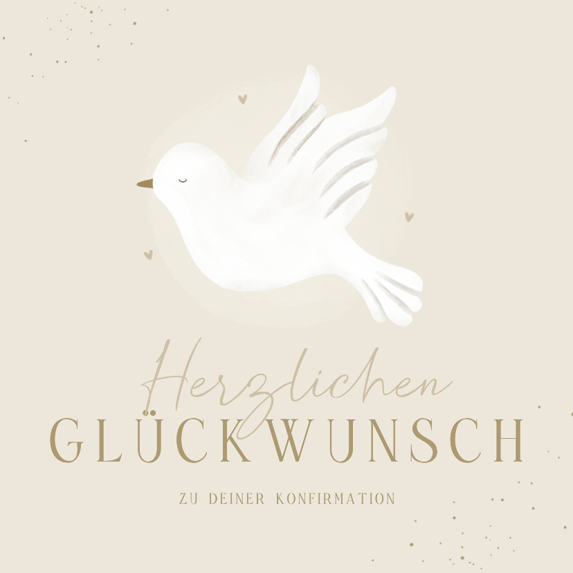 Glückwunschkarten - Glückwunschkarte Konfirmation Taufe beige Herzen