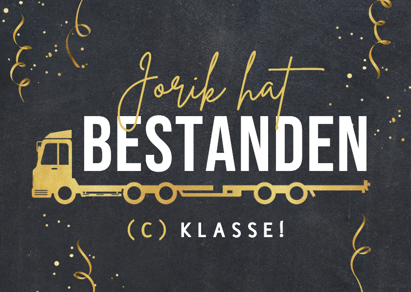 Glückwunschkarten - Glückwunschkarte LKW-Führerschein bestanden