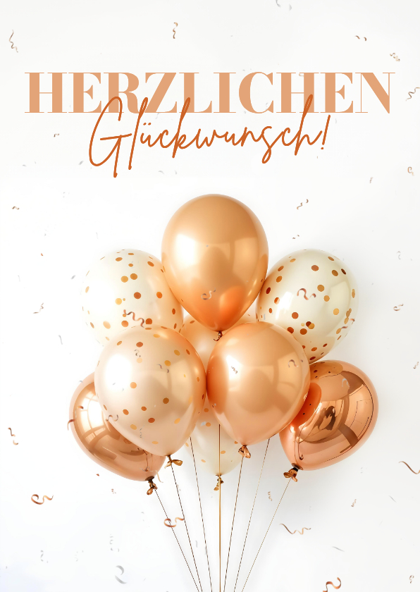 Glückwunschkarten - Glückwunschkarte Luftballons rotgold
