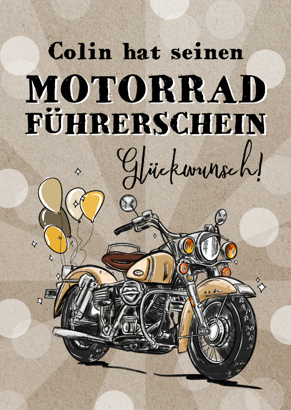 Glückwunschkarten - Glückwunschkarte Motorrad-Führerschein Vintage Bike
