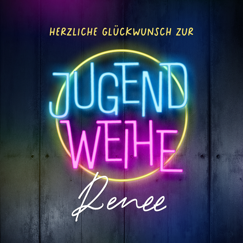 Glückwunschkarten - Glückwunschkarte Neon Jugendweihe Hip 