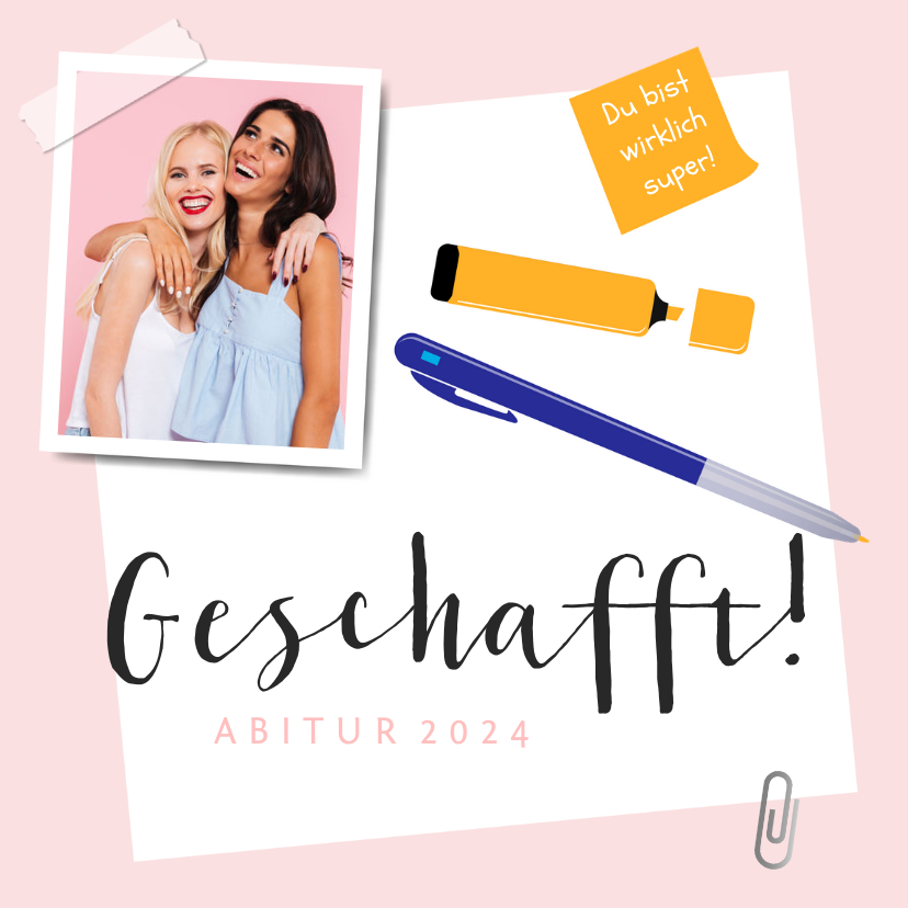 Glückwunschkarten - Glückwunschkarte Prüfung 'Geschafft!' mit Foto