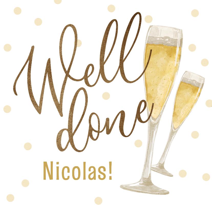 Glückwunschkarten - Glückwunschkarte Prüfung 'Well done' Sektgläser