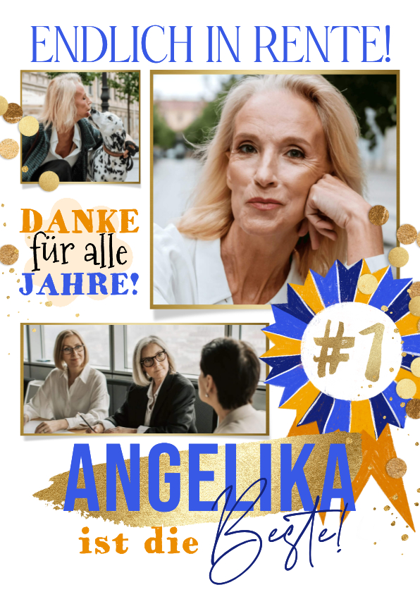 Glückwunschkarten - Glückwunschkarte Rente Fotocollage Nr. 1