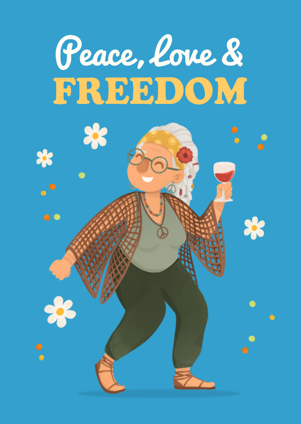 Glückwunschkarten - Glückwunschkarte Ruhestand Frau 'Peace, Love & Freedom'