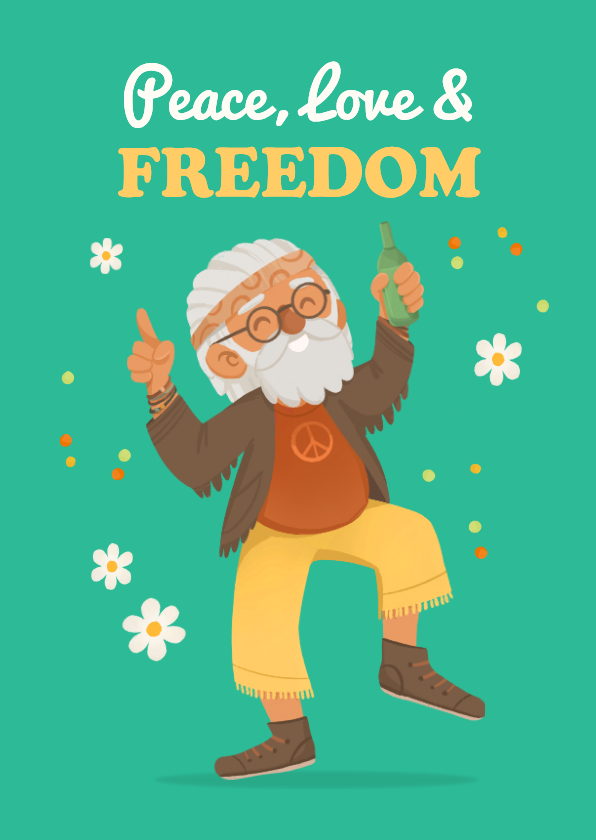 Glückwunschkarten - Glückwunschkarte Ruhestand Mann 'Peace, Love & Freedom'