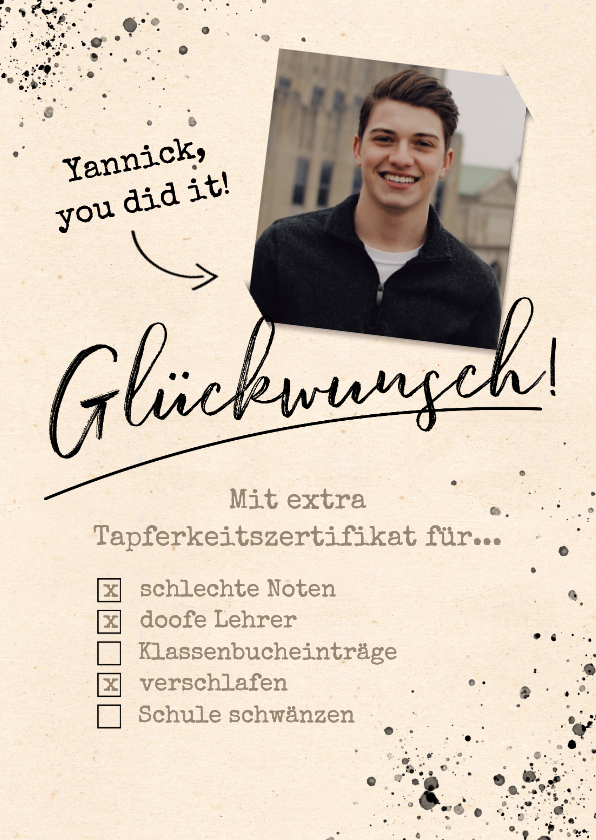 Glückwunschkarten - Glückwunschkarte Schulabschluss eigenes Foto