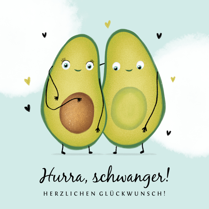 Glückwunschkarten - Glückwunschkarte schwanger Avocado