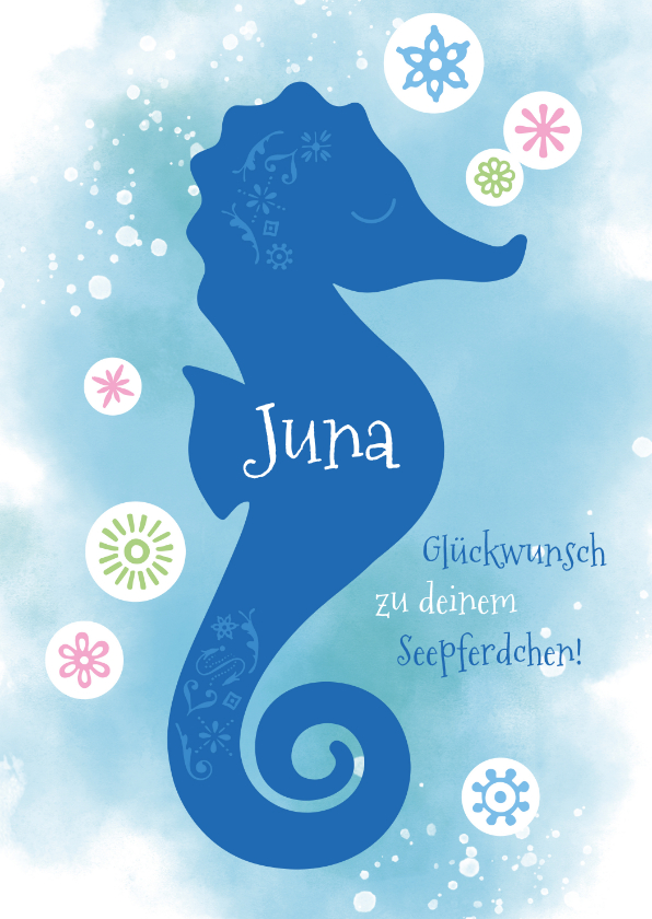 Glückwunschkarten - Glückwunschkarte Schwimmabzeichen Seepferdchen
