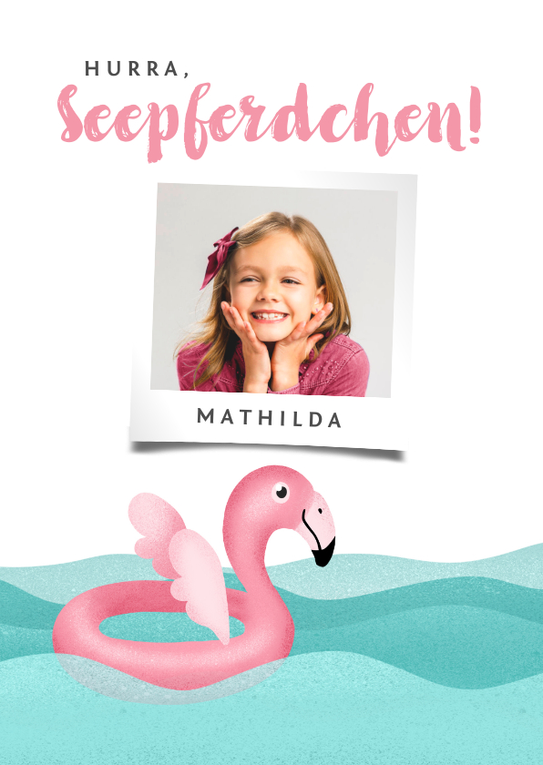 Glückwunschkarten - Glückwunschkarte Seepferdchen Foto & Flamingo