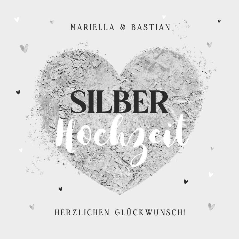 Glückwunschkarten - Glückwunschkarte Silberhochzeit Herz