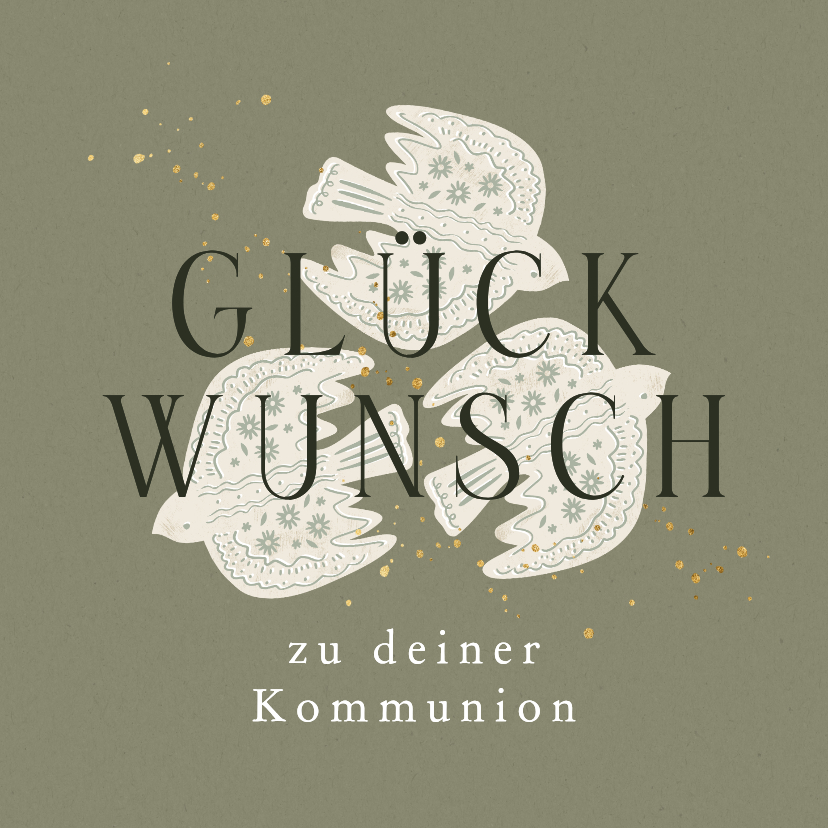Glückwunschkarten - Glückwunschkarte Tauben Kommunion grün