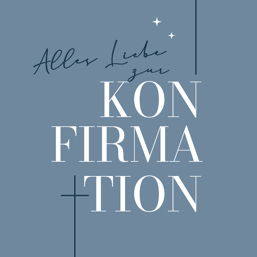 Glückwunschkarten - Glückwunschkarte typografisch Konfirmation blau-weiß
