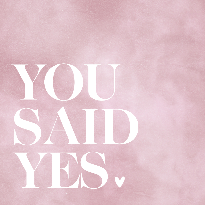 Glückwunschkarte 'You said yes' Hochzeit Rosa Aquarell - Glückwunschkarten Glückwunschkarten - Glückwunschkarte 'You said yes' Hochzeit Rosa Aquarell