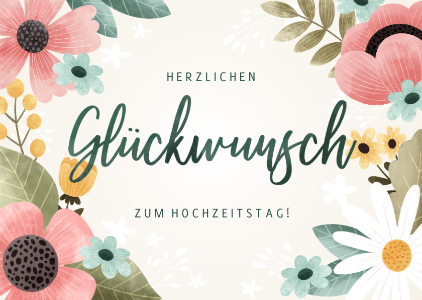 Glückwunschkarten - Glückwunschkarte zum Hochzeitstag Blumen