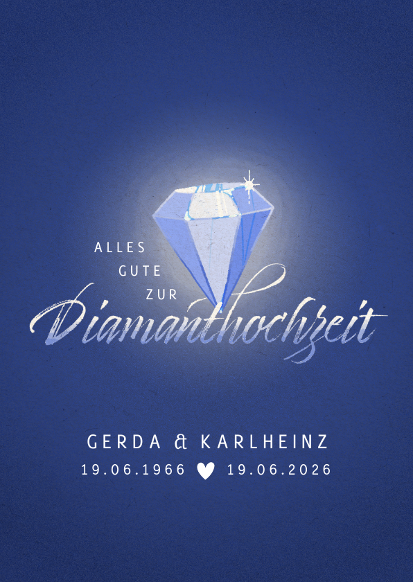 Glückwunschkarten - Glückwunschkarte zur Diamanthochzeit mit Diamant