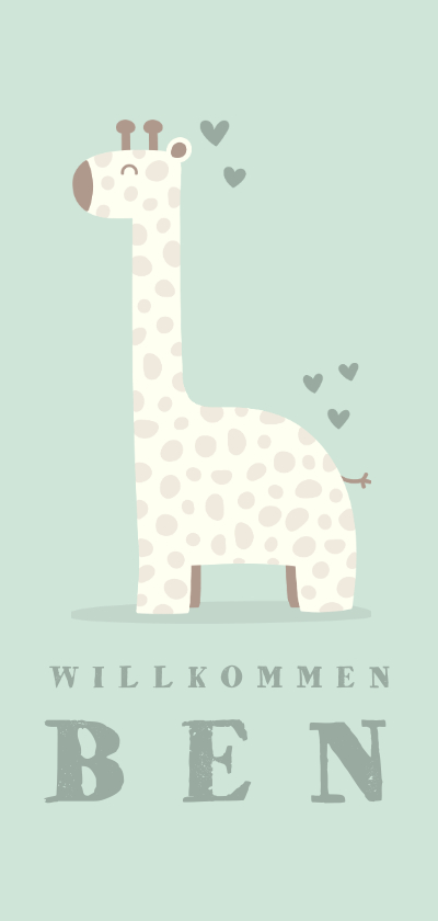 Glückwunschkarten - Glückwunschkarte zur Geburt Giraffe grün Willkommen