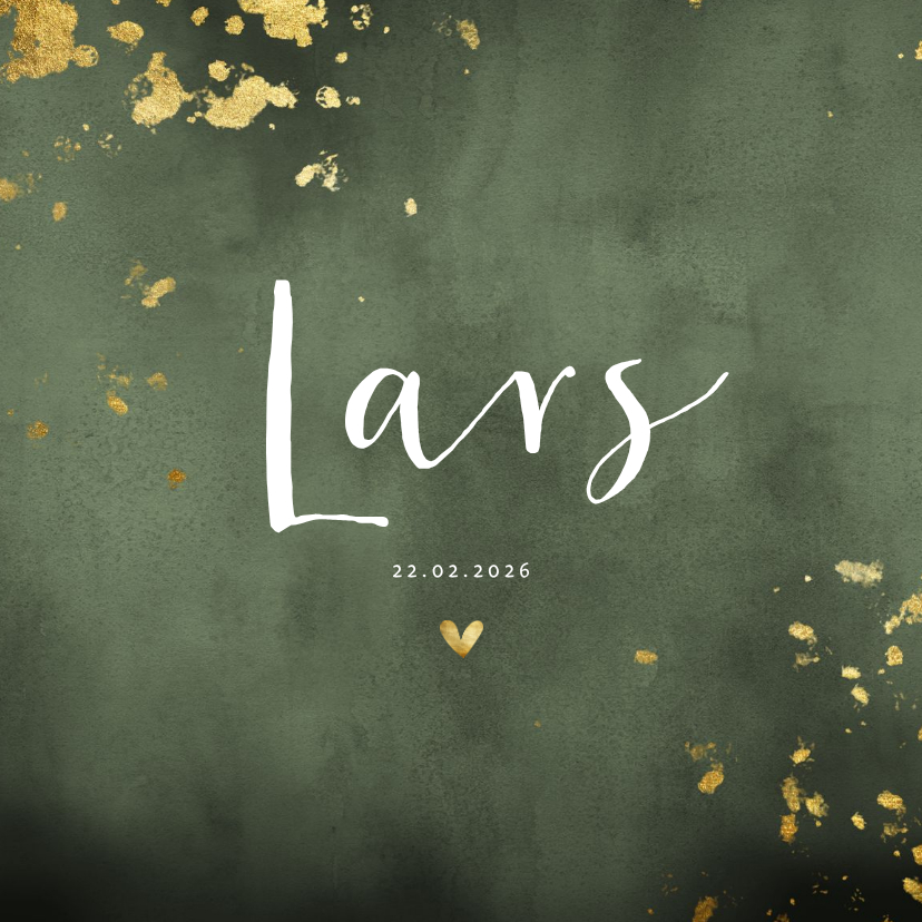 Glückwunschkarten - Glückwunschkarte zur Geburt grün und gold