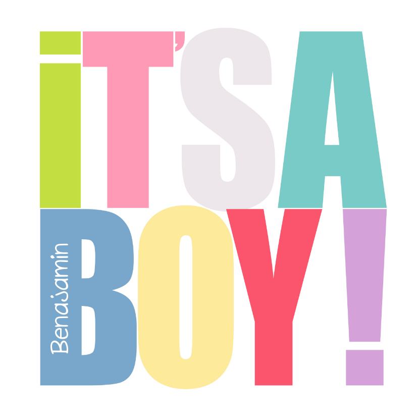 Glückwunschkarten - Glückwunschkarte zur Geburt It's a boy Typografie