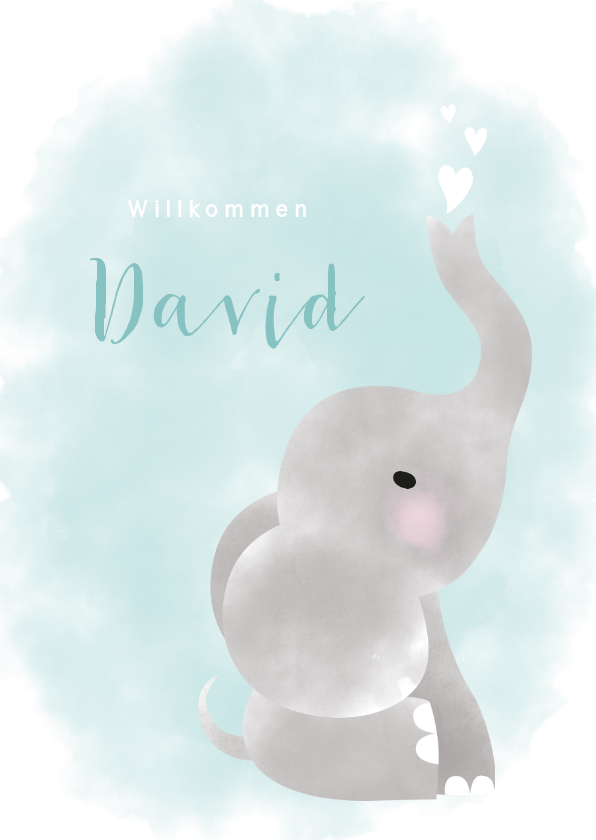 Glückwunschkarten - Glückwunschkarte zur Geburt Junge mit Elefant