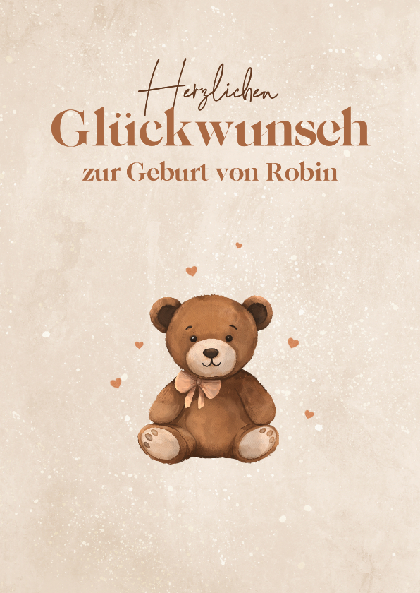 Glückwunschkarten - Glückwunschkarte zur Geburt Teddybär