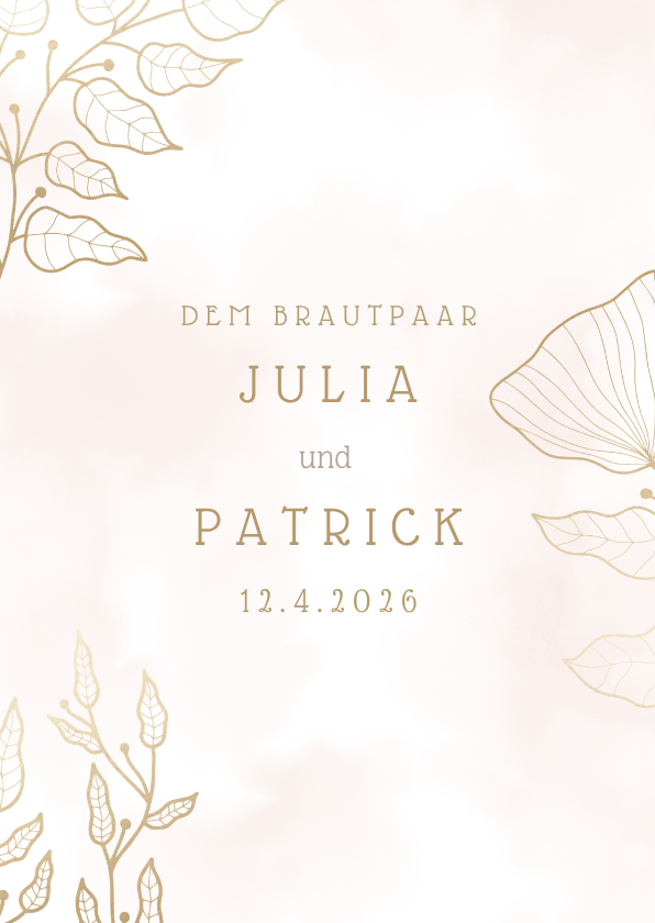 Glückwunschkarten - Glückwunschkarte zur Hochzeit filigrane Blätter