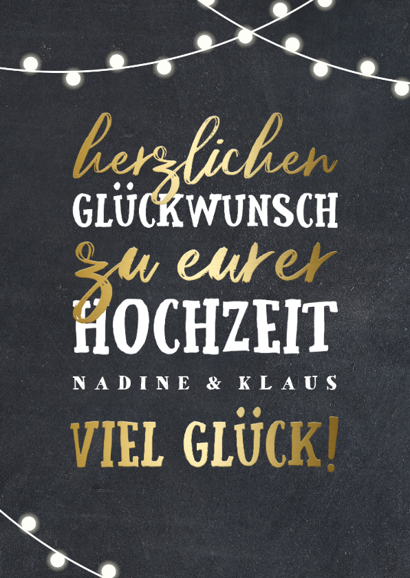 Glückwunschkarte zur Hochzeit Lichterkette und Typografie - Glückwunschkarten Glückwunschkarten - Glückwunschkarte zur Hochzeit Lichterkette und Typografie