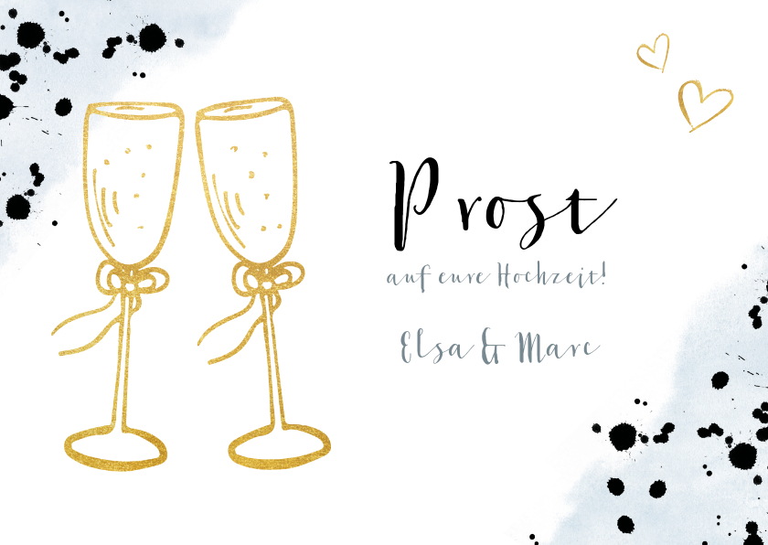 Glückwunschkarten - Glückwunschkarte zur Hochzeit mit Champagnergläsern