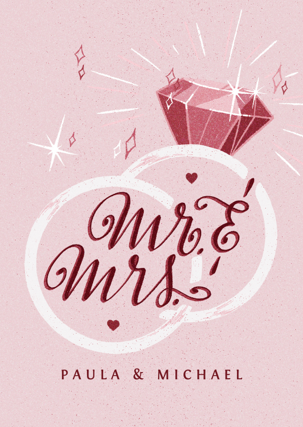 Glückwunschkarten - Glückwunschkarte zur Hochzeit Ringe "Mr. und Mrs."
