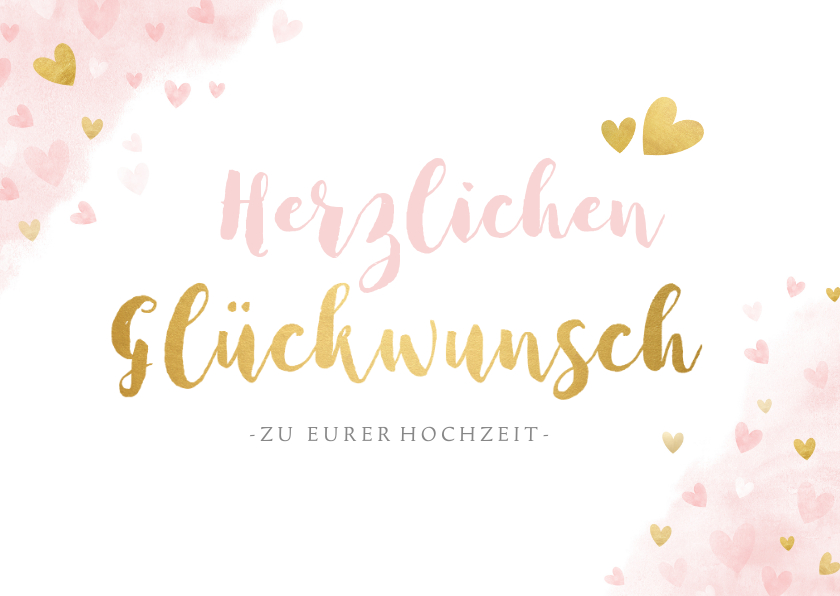 Glückwunschkarten - Glückwunschkarte zur Hochzeit Rosa und Gold