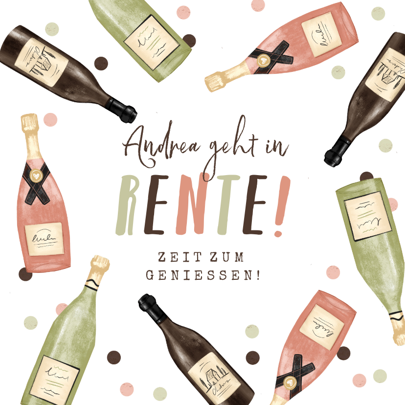 Glückwunschkarten - Glückwunschkarte zur Rente Champagner & Wein