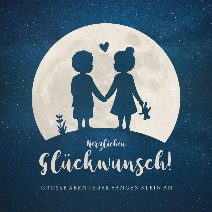 Glückwunschkarten - Glückwunschkarte zur Zwillingsgeburt Junge/Mädchen blau